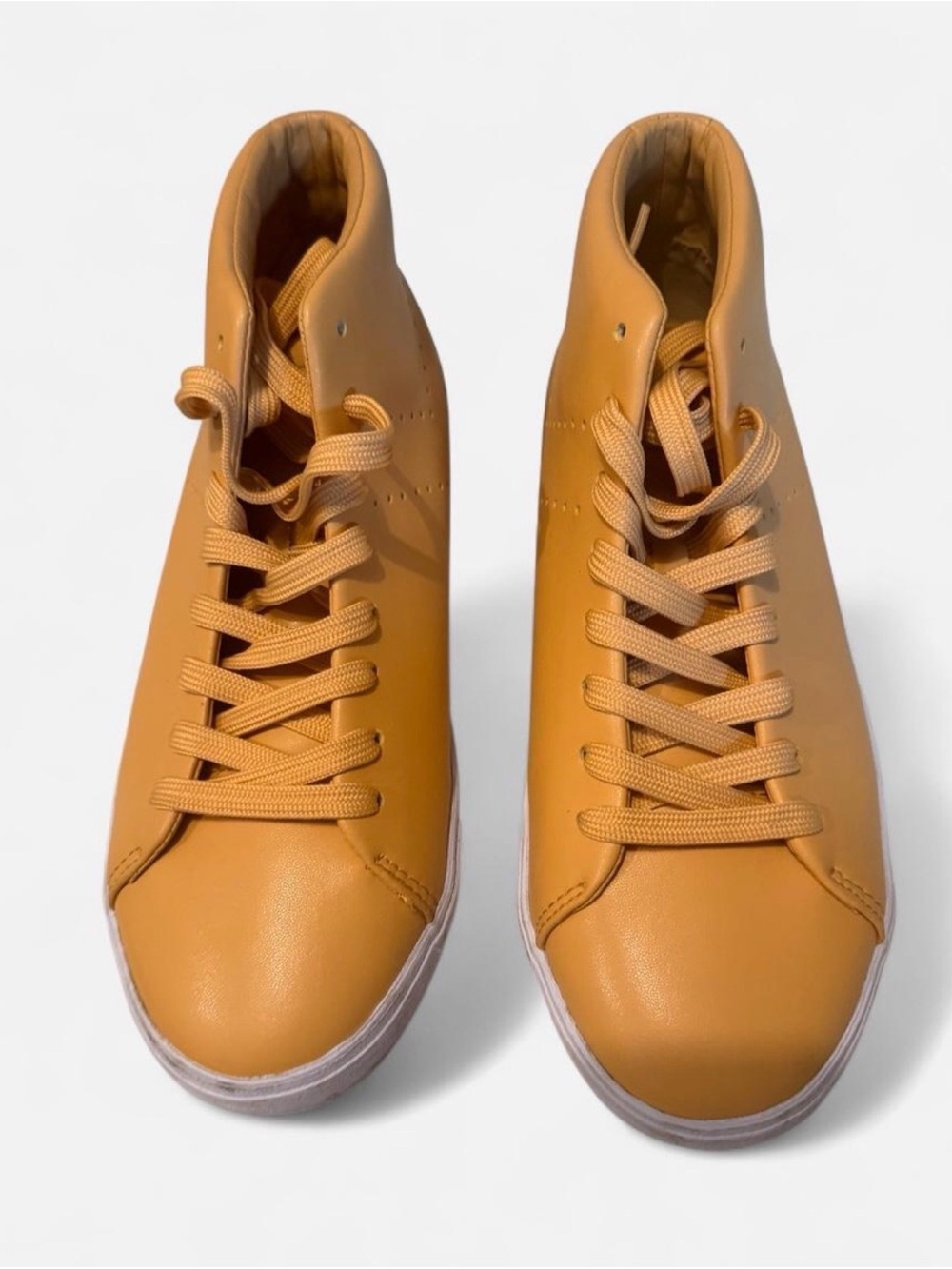 Pony Leather-Look High-Top Sneakers in Camel Tan